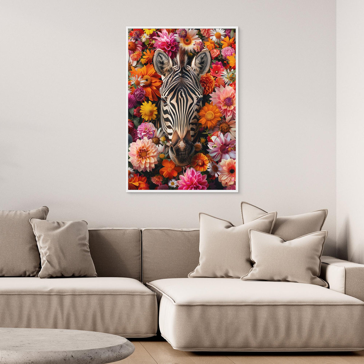 Zebra Flowers Portrait