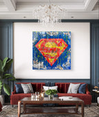 Superman Recycling, tableau de MaxL accroché au mur, mise en situation 2