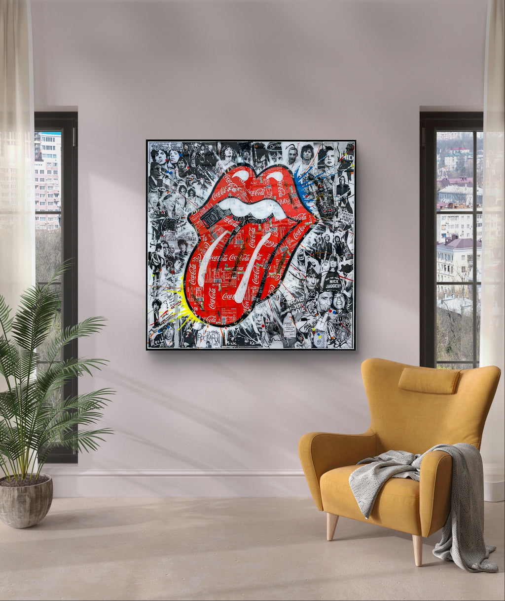 Stones, tableau de MaxL accroché au mur, mise en situation 1