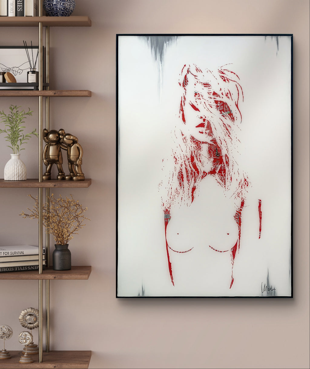 Ines, tableau de MaxL accroché au mur, mise en situation 3