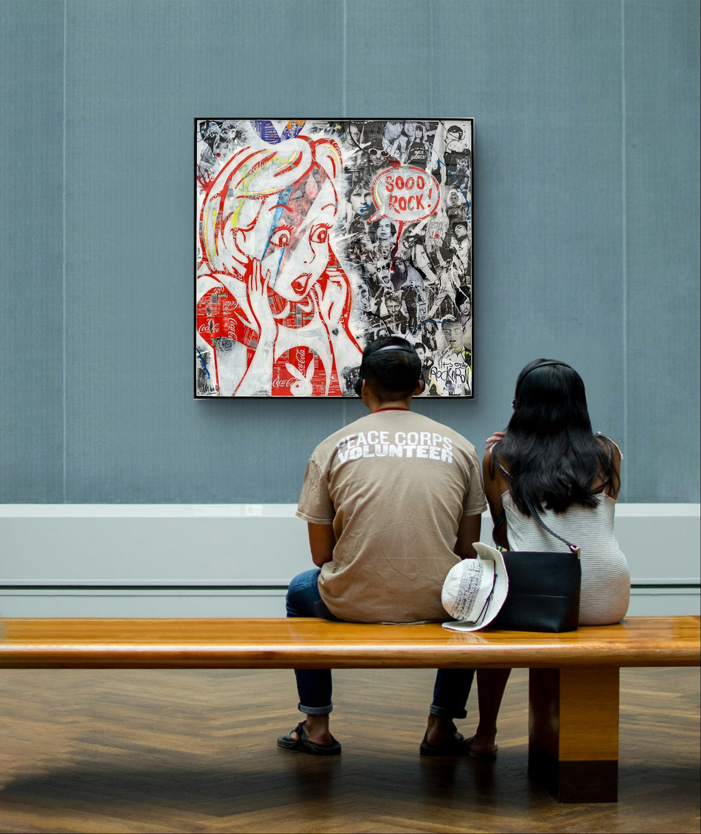 Sooo Rock !, tableau de MaxL au mur avec des visiteurs pour donner l'échelle
