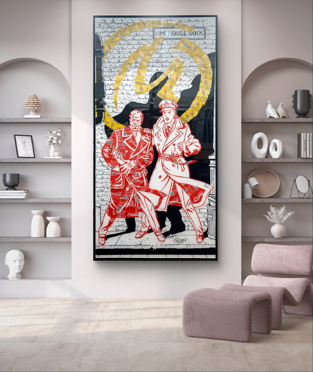 La Marque Jaune, tableau de MaxL accroché au mur, mise en situation 2