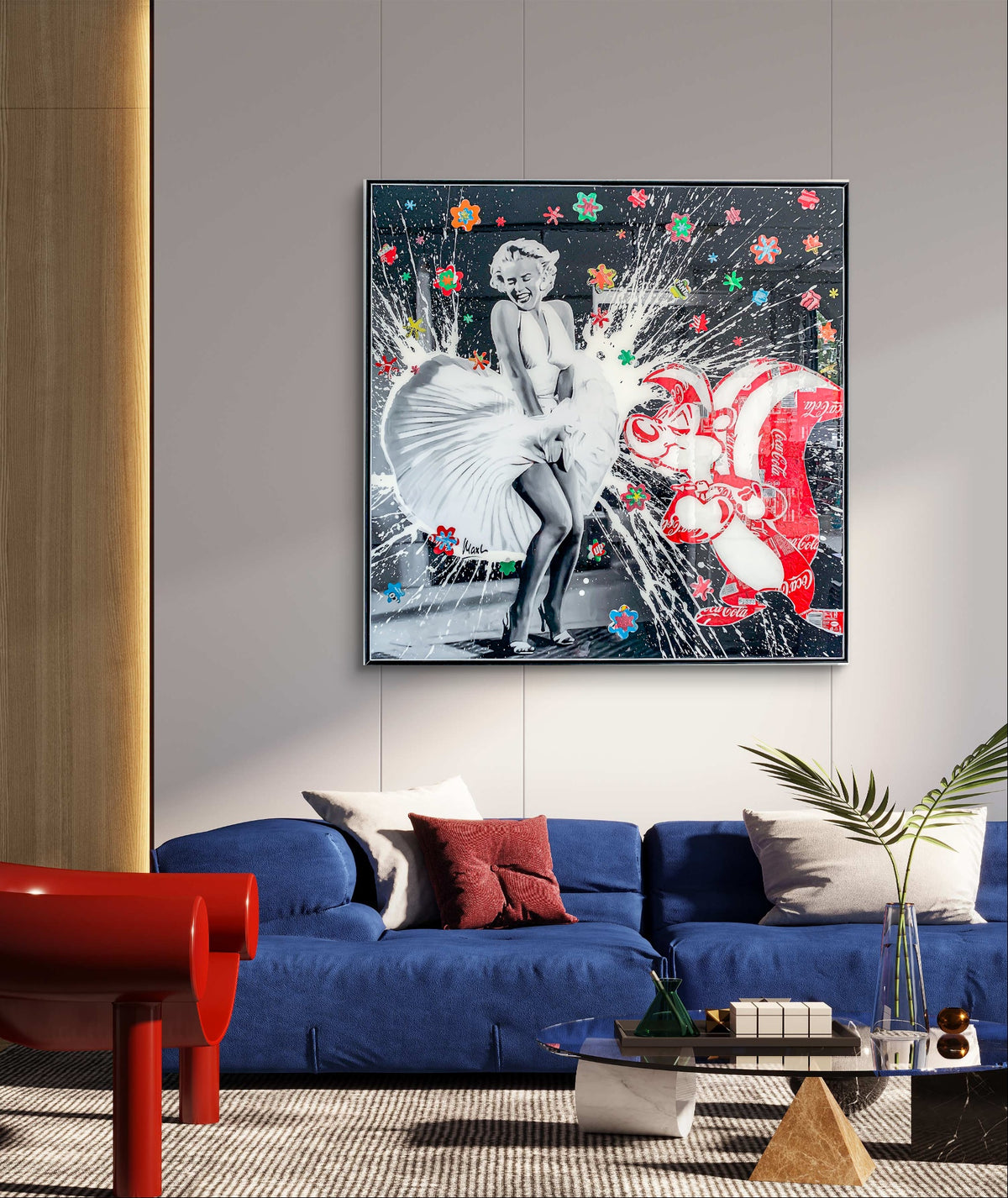 Pepe & Marilyn, tableau de MaxL accroché au mur, mise en situation 1