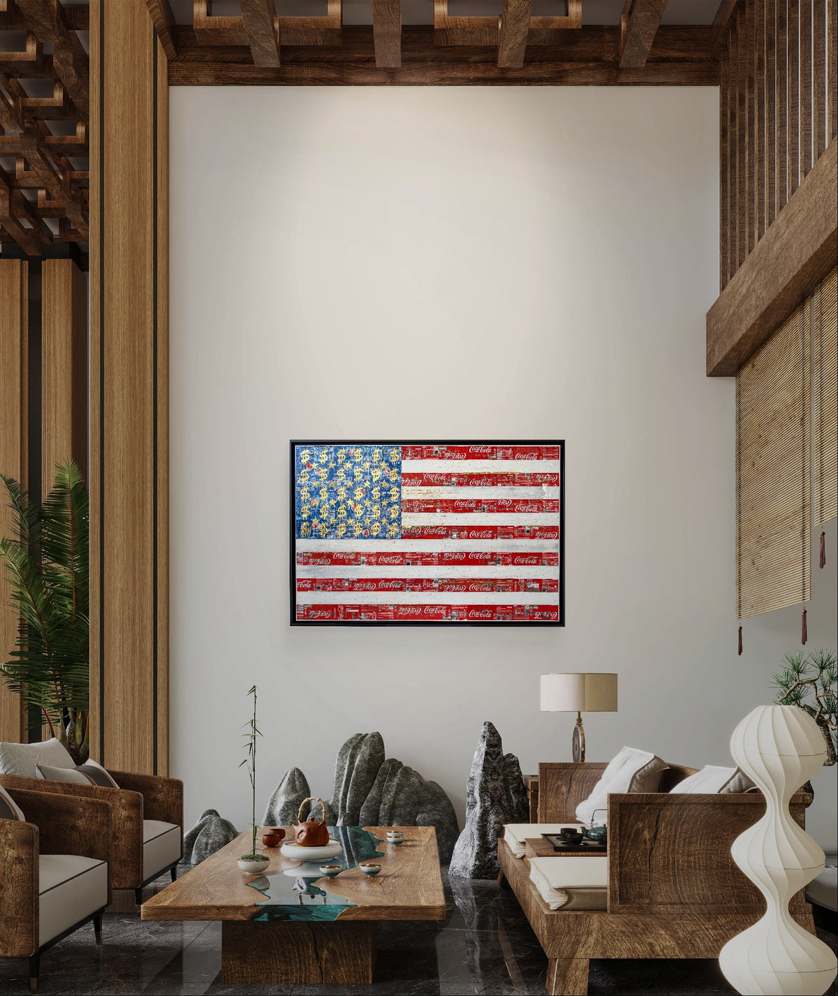 America First, tableau de MaxL accroché au mur, mise en situation 1