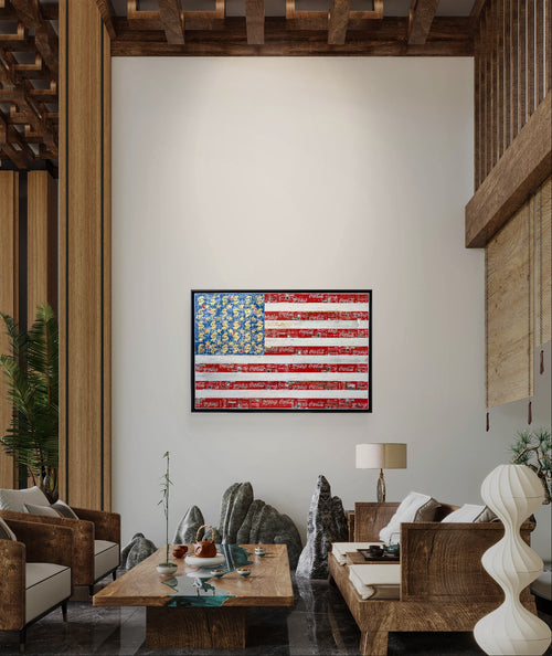 America First, tableau de MaxL accroché au mur, mise en situation 1