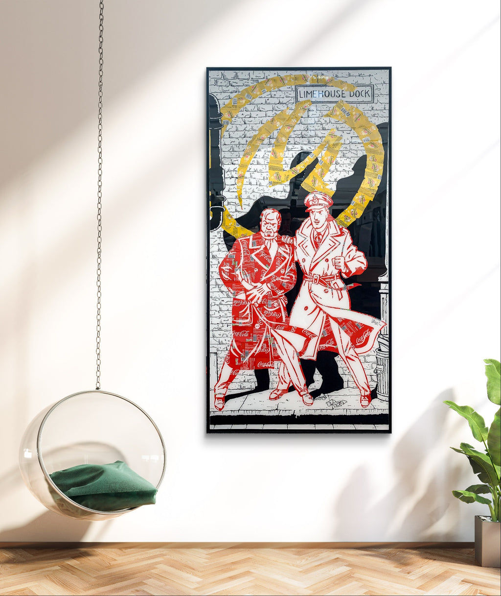 La Marque Jaune, tableau de MaxL accroché au mur, mise en situation 1