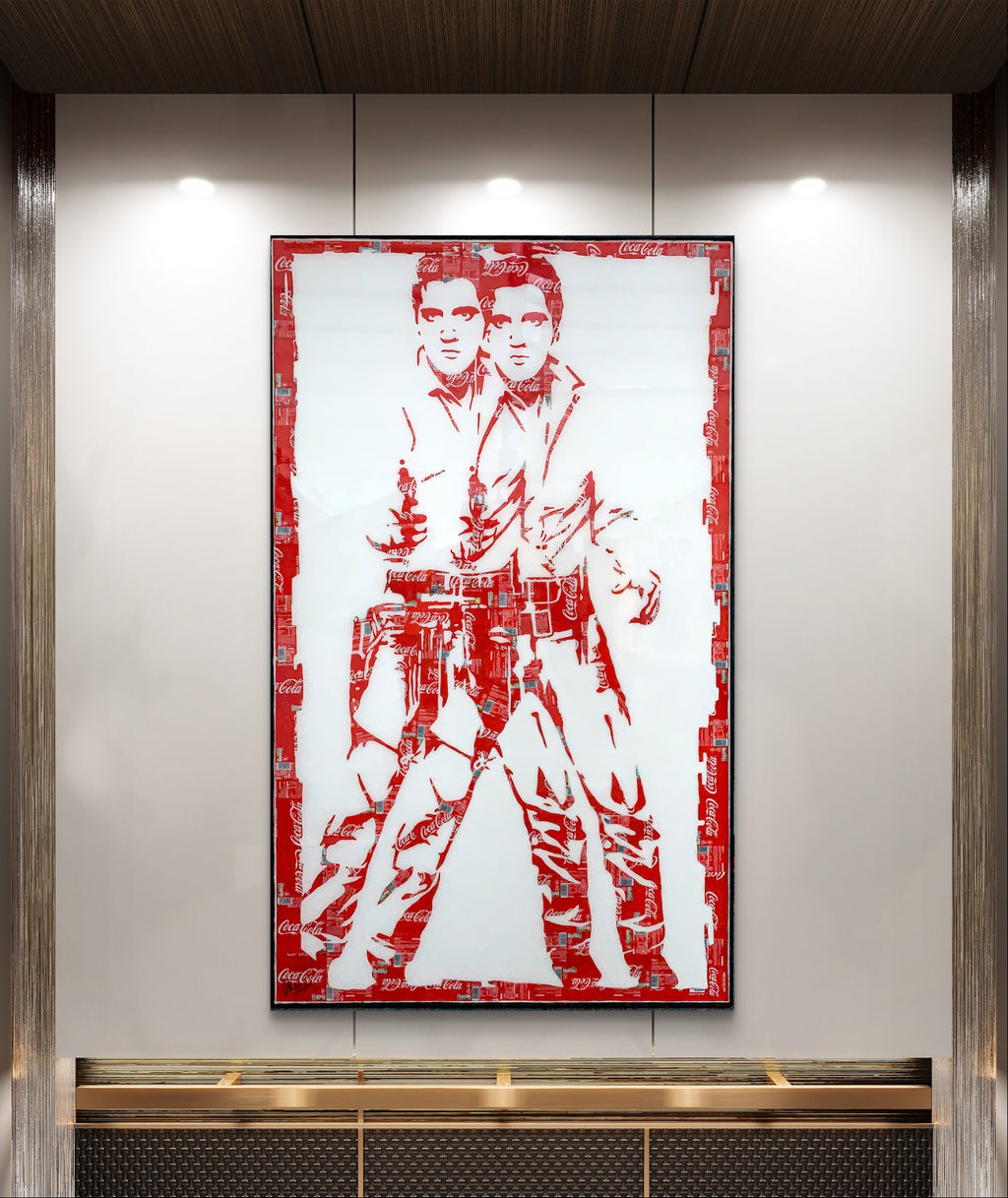 Double Elvis, tableau de MaxL accroché au mur, mise en situation 1