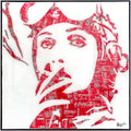 Heroine, tableau pop art de MaxL en canettes recyclées et résine, vue de face