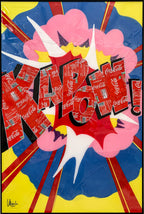 Kapow, tableau pop art de MaxL en canettes recyclées et résine, vue de face