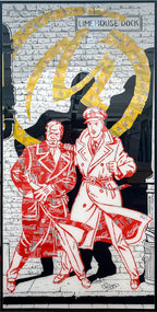 La Marque Jaune, tableau pop art de MaxL en canettes recyclées et résine, vue de face