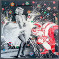 Pepe & Marilyn, tableau pop art de MaxL en canettes recyclées et résine, vue de face
