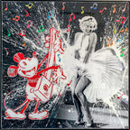 Mickey & Marilyn, tableau pop art de MaxL en canettes recyclées et résine, vue de face