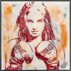 Ko, tableau pop art de MaxL en canettes recyclées et résine, vue de face