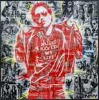 Music Saved my Life, tableau pop art de MaxL en canettes recyclées et résine, vue de face