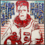 Starman, tableau pop art de MaxL en canettes recyclées et résine, vue de face