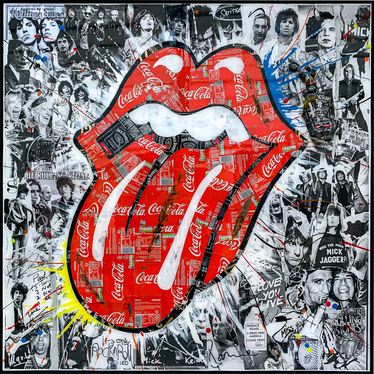 Stones, tableau pop art de MaxL en canettes recyclées, vue de face