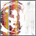 To the Moon, tableau pop art de MaxL en canettes recyclées et résine, vue de face