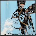 Ariana Black & Blue, tableau pop art de MaxL en canettes recyclées, vue de face