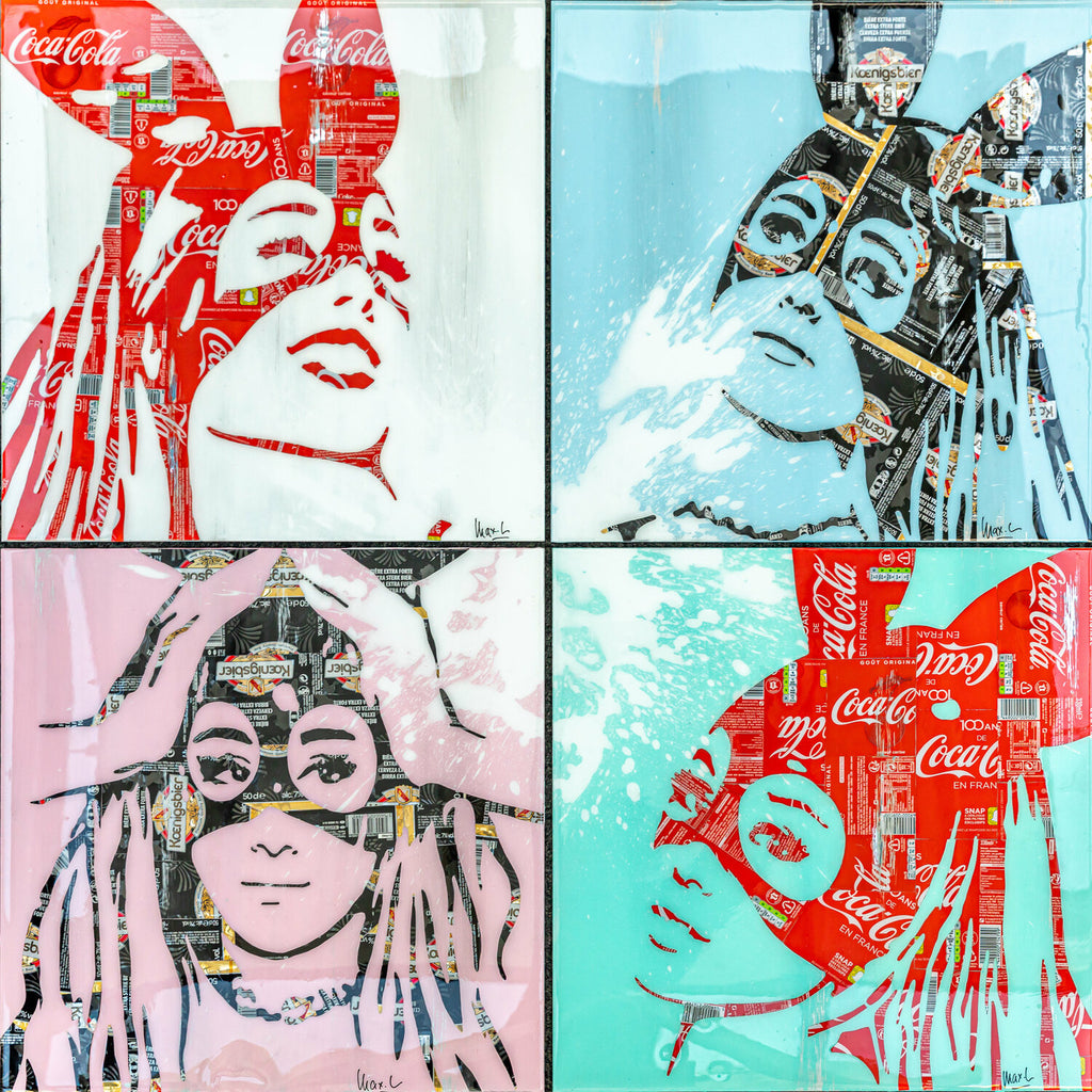 Ariana Green & Red de MaxL, les quatre portraits de la série Ariana réunis en quadriptyque