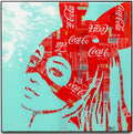 Ariana Green & Red, tableau pop art de MaxL en canettes recyclées, vue de face