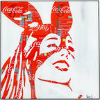 Ariana White & Red, tableau pop art de MaxL en canettes recyclées, vue de face