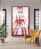 Double Elvis, tableau de MaxL accroché au mur, mise en situation 4