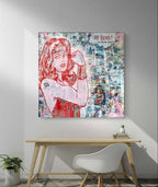 Girl Power, tableau de MaxL accroché au mur, mise en situation 2