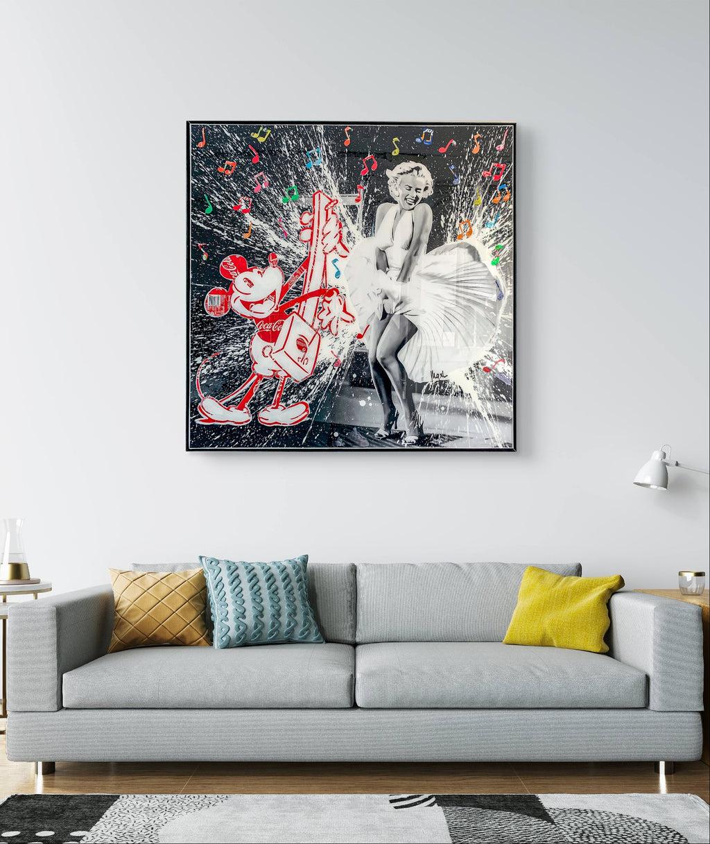 Mickey & Marilyn, tableau de MaxL accroché au mur, mise en situation 2
