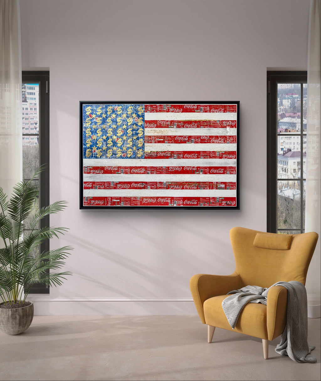 America First, tableau de MaxL accroché au mur, mise en situation 4