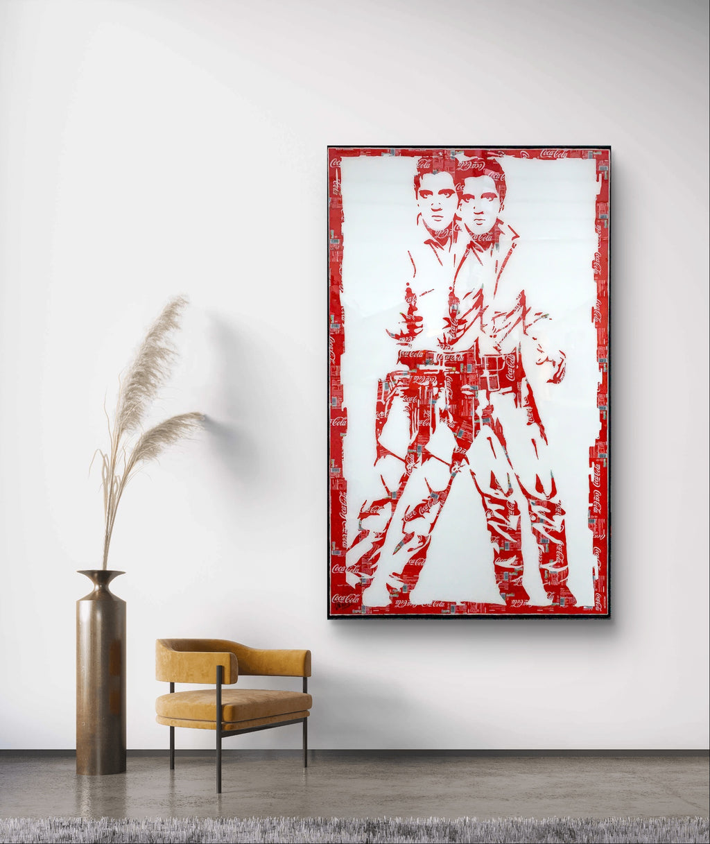 Double Elvis, tableau de MaxL accroché au mur, mise en situation 5