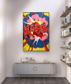 Kapow, tableau de MaxL accroché au mur, mise en situation 3