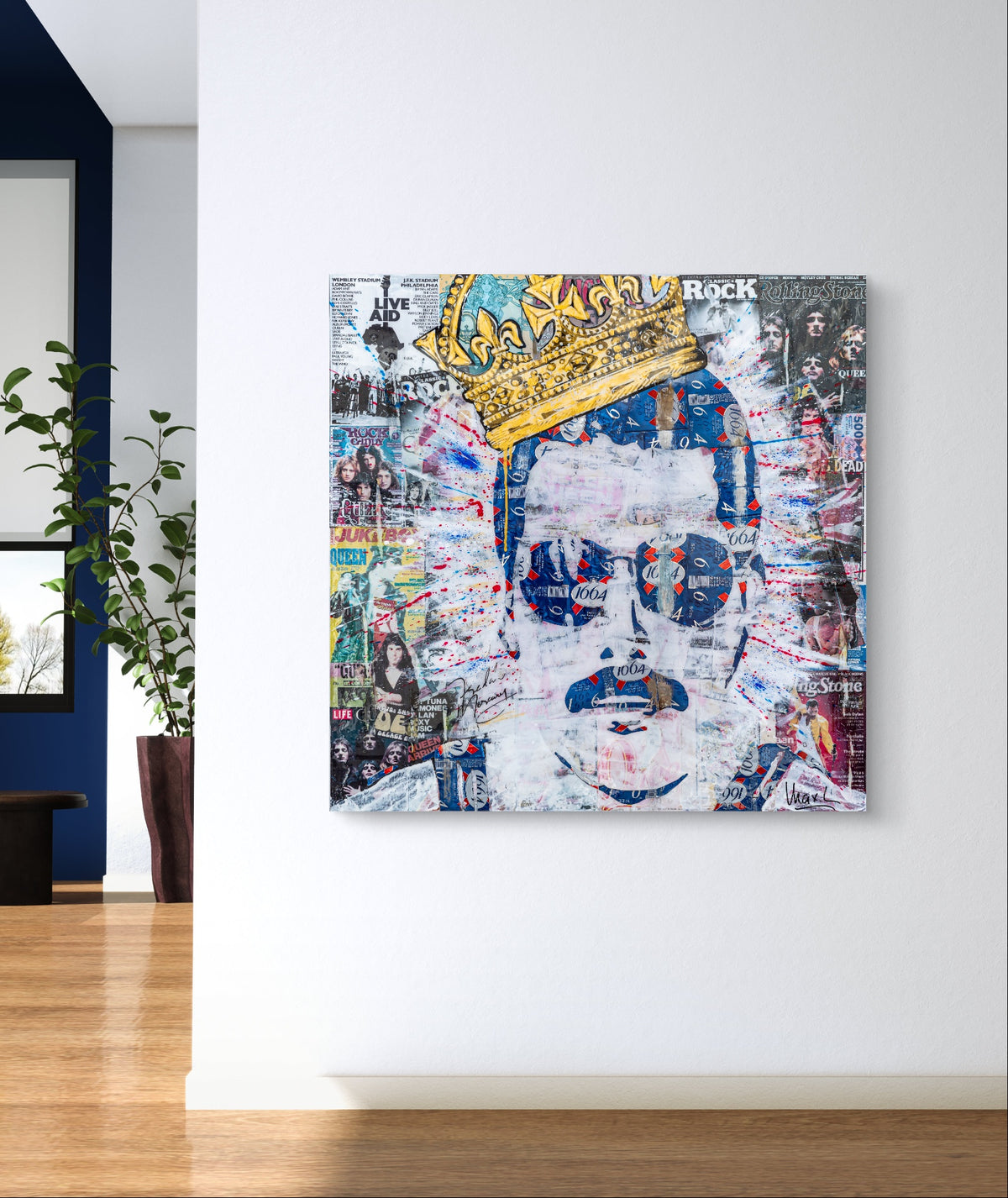 Freddie, tableau de MaxL accroché au mur, mise en situation 2
