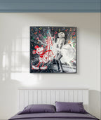 Mickey & Marilyn, tableau de MaxL accroché au mur, mise en situation 3