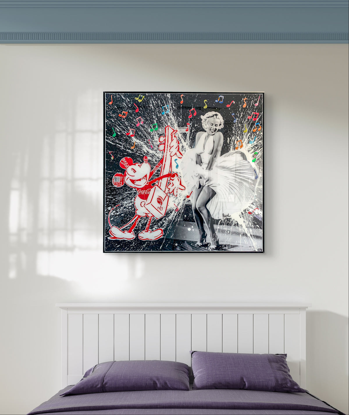 Mickey & Marilyn, tableau de MaxL accroché au mur, mise en situation 3