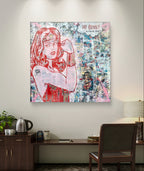 Girl Power, tableau de MaxL accroché au mur, mise en situation 3