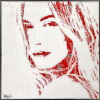 Hailey, tableau pop art de MaxL en canettes recyclées et résine, vue de face
