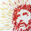 JC Superstar, tableau pop art de MaxL en canettes recyclées et résine, vue de face