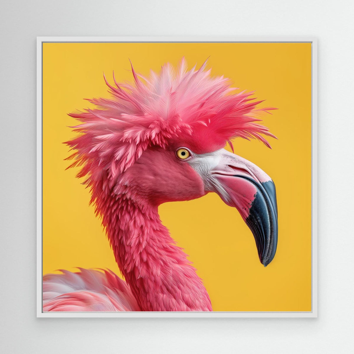 Punk Flamant Rose, tirage sur toile de MaxL avec cadre blanc