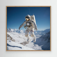 Flying astronaut in Mountains