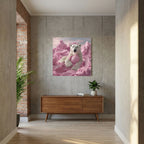 Affiche Pink Polar Ice Cream #2 de MaxL au-dessus d'un buffet en bois