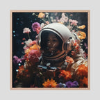 Affiche Flowers in space #3 de MaxL encadrée, cadre en chêne clair