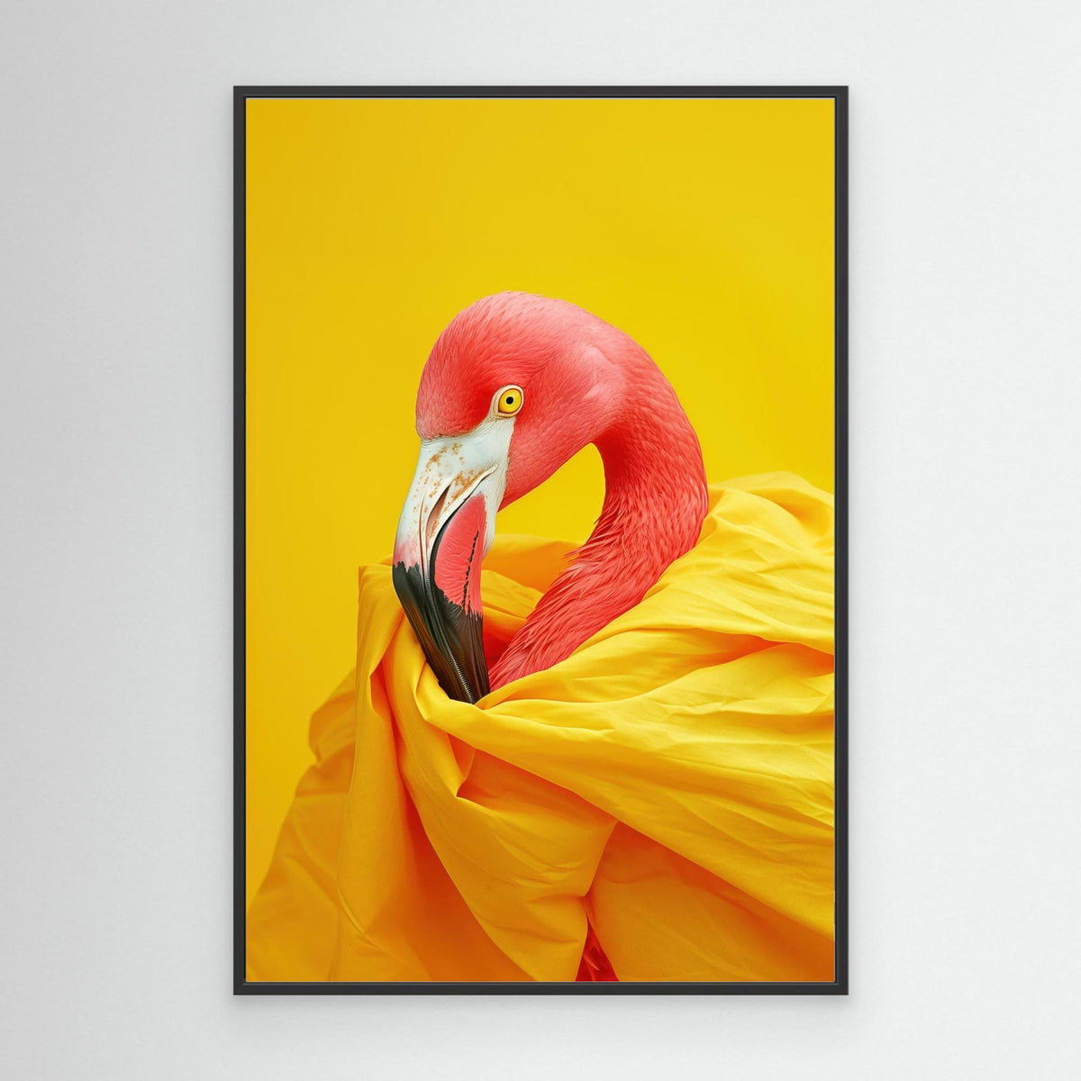 Diva Flamingo Portrait, tirage sur toile de MaxL avec cadre noir
