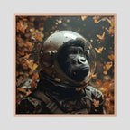 Affiche Space Gorilla de MaxL encadrée, cadre en chêne clair