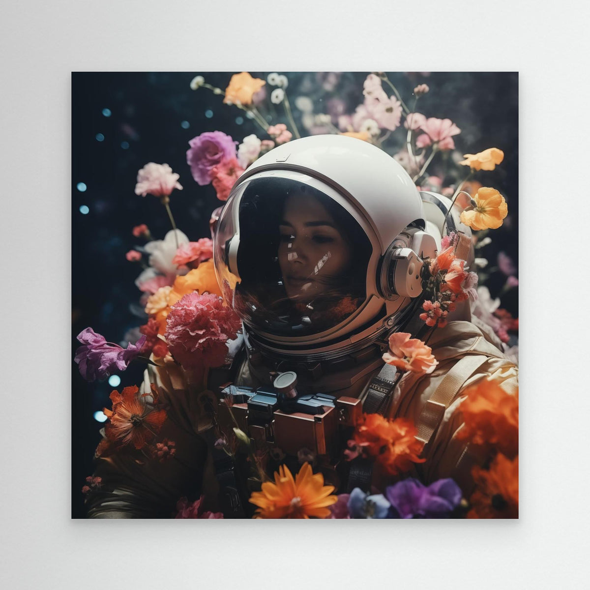 Flowers in space #3, tirage sur toile sans cadre de MaxL