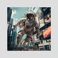 Flying astronaut in New York, affiche sur papier fine art de MaxL : un astronaute qui flotte entre les gratte-ciel de New York