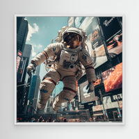 Flying astronaut in New York