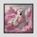 Affiche Pink Polar Ice Cream #2 de MaxL encadrée, cadre en bois noir