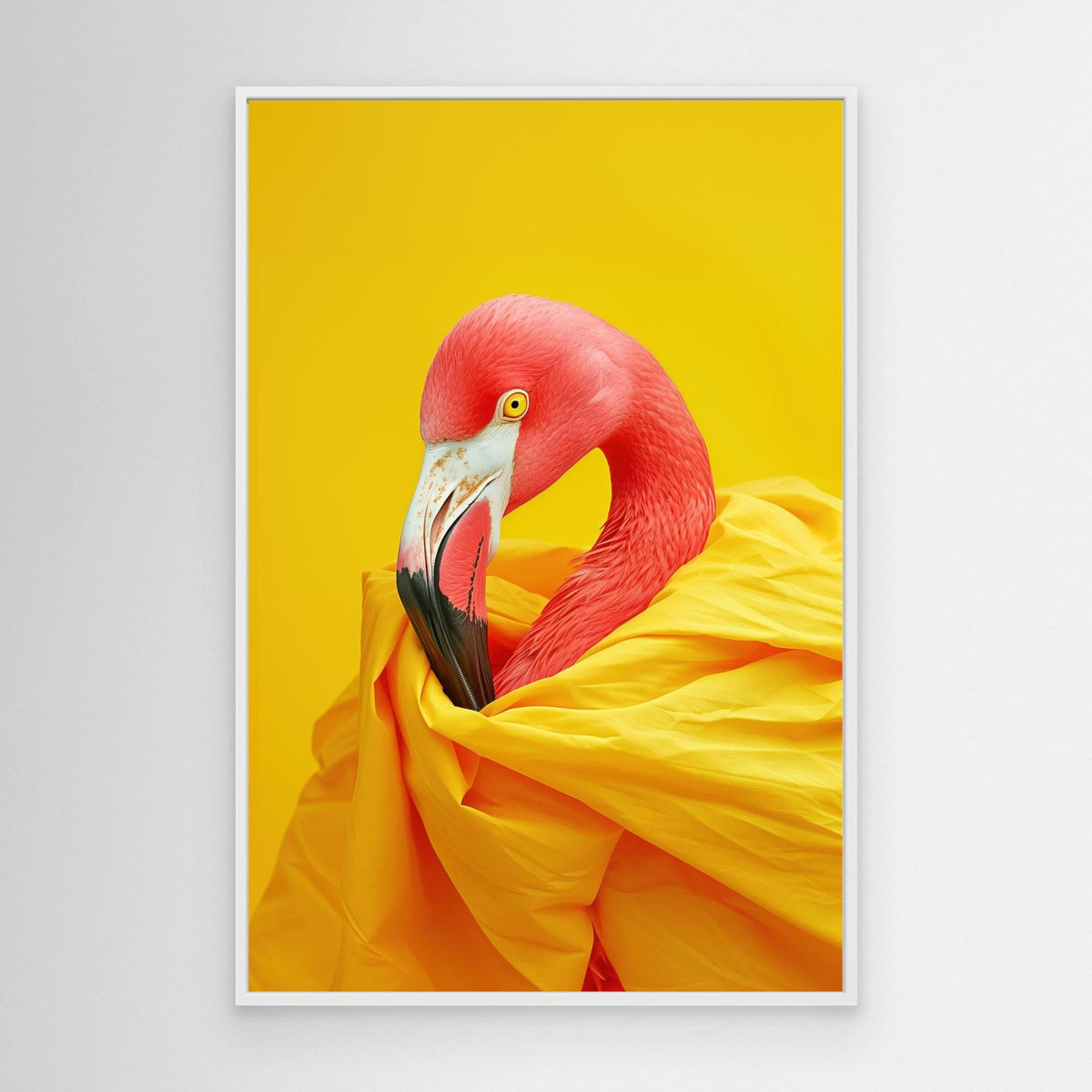 Diva Flamingo Portrait, tirage sur toile de MaxL avec cadre blanc
