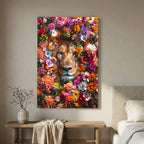 Affiche Lion Flowers Portrait de MaxL au-dessus d'une console en bois