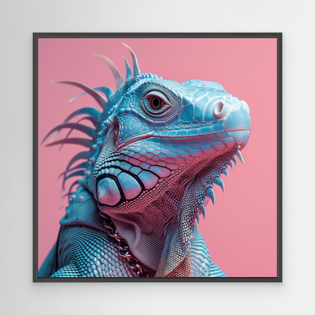 Punk Iguane 2, tirage sur toile de MaxL avec cadre noir